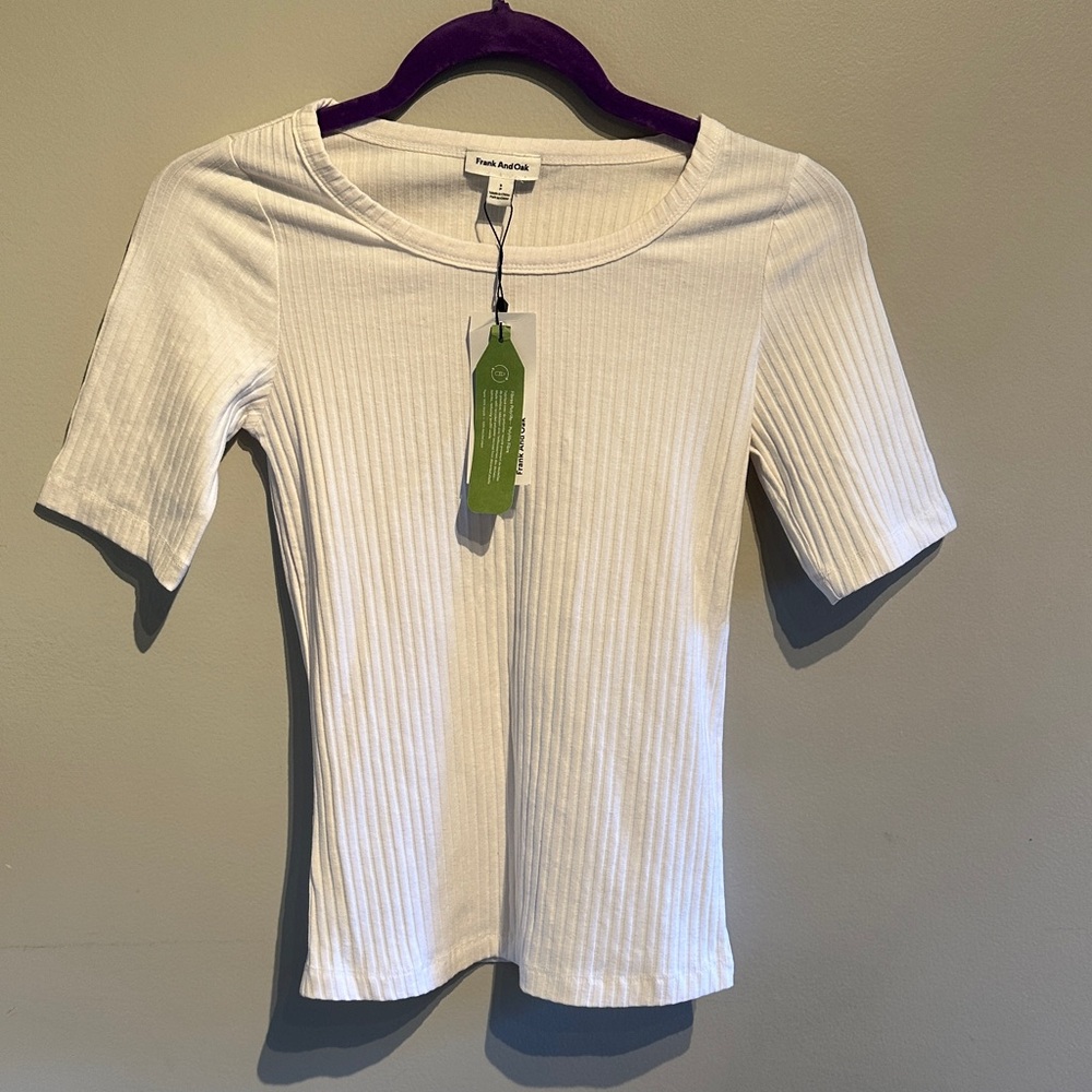 Frank and Oak  White Ribbed Top